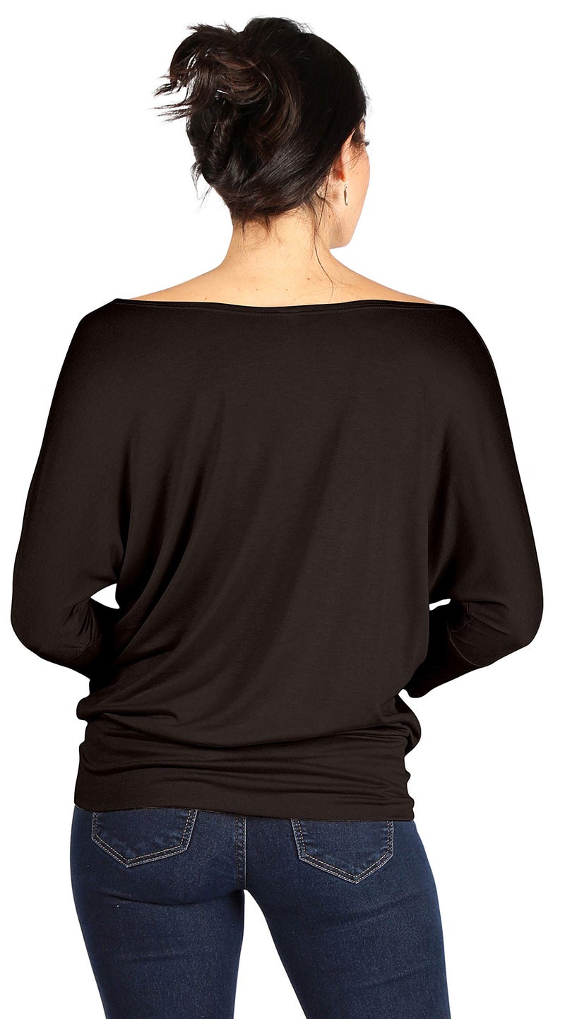 Simlu 3/4 Sleeve Top for Women Brown Dolman Top Casual Large - Image 3